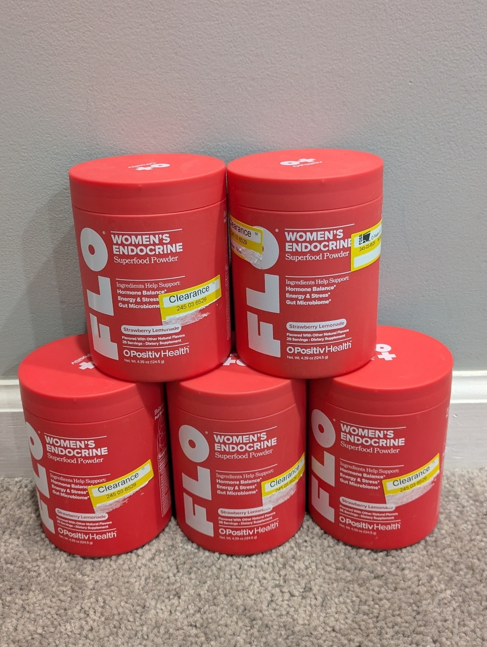5 Lot FLO Women's Endocrine Superfood Powder  4.39 Oz Strawberry Lemonade 3/2026
